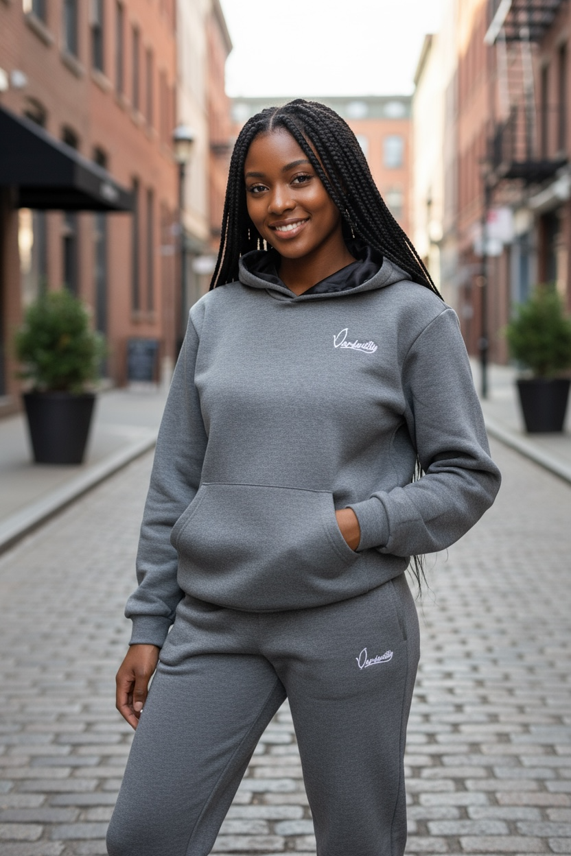 Satin Lined Raven Grey Overhead Hoodie