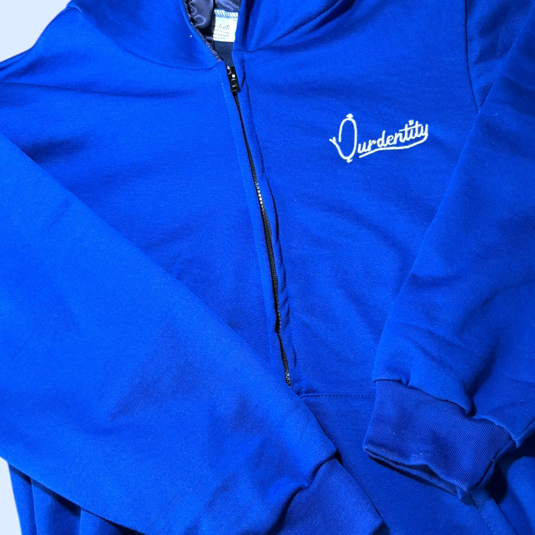 Satin Lined Royal Blue Full Zip Hoodie
