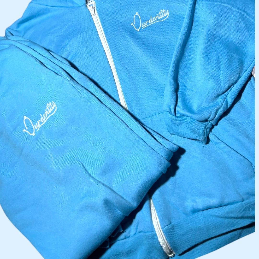 Sky Blue Full Zip Cuff Bottom Tracksuit