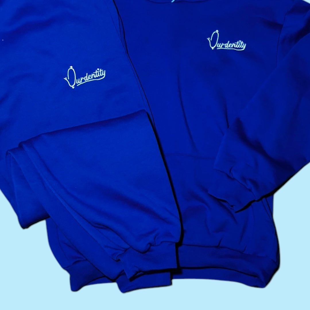 Royal Blue Overhead Tracksuit with Satin Lined Hood and Cuffed Bottoms