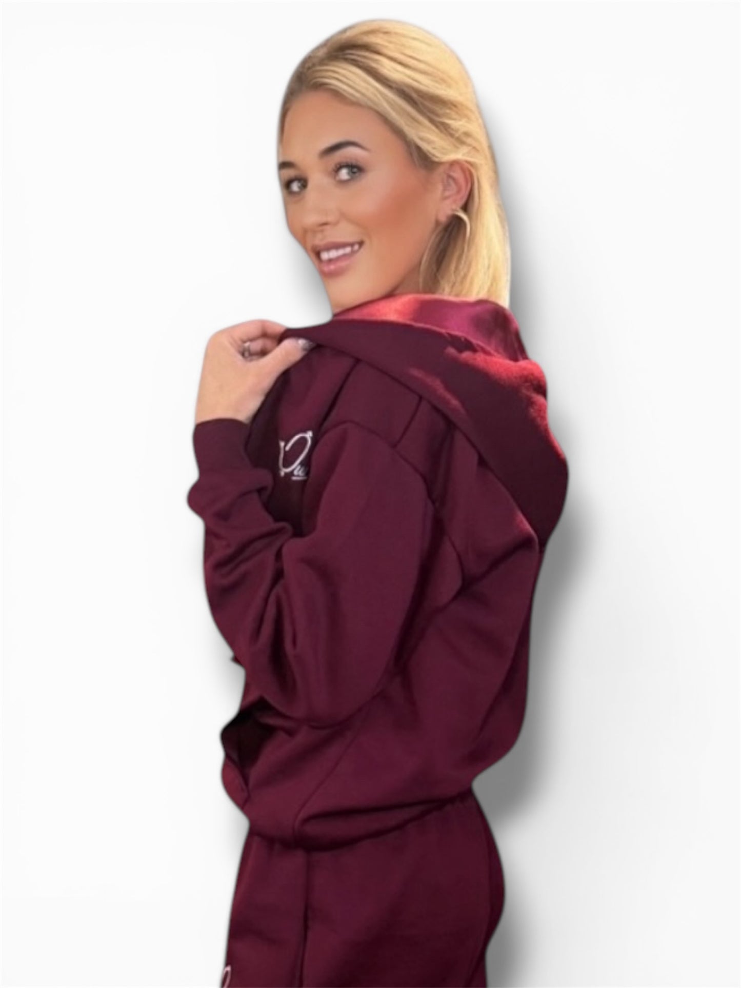 Luxe Dark Wine Tracksuit with Satin Lined Hood