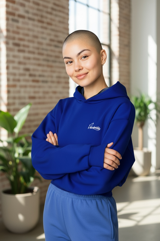 Royal Blue Crop Overhead Hoodie