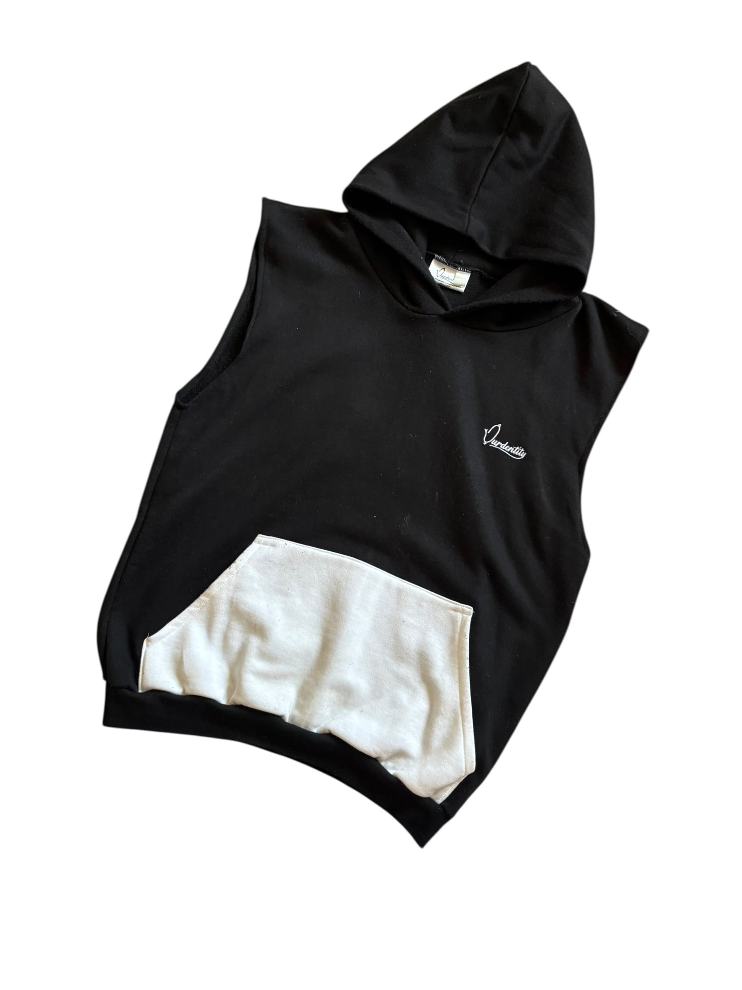 Black and White Sleeveless Hoodie