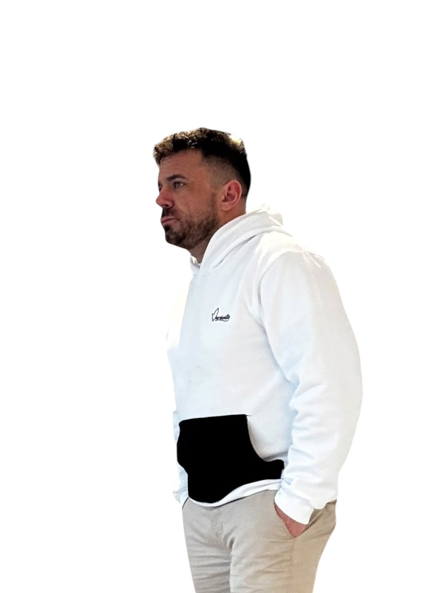 Satin Lined White and Black Hoodie