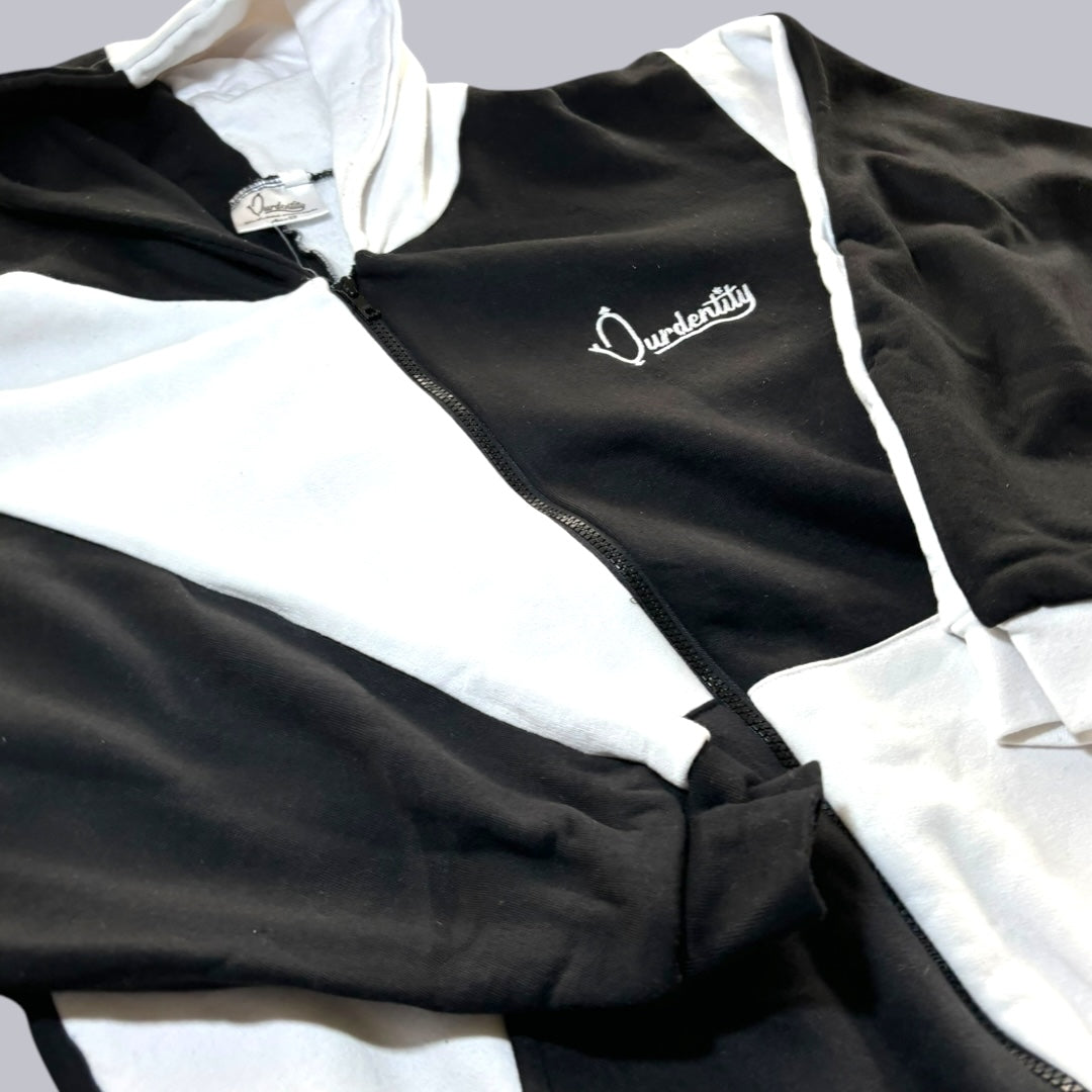 Chequered Full Zip Split Sleeve Cuff Bottom Tracksuit