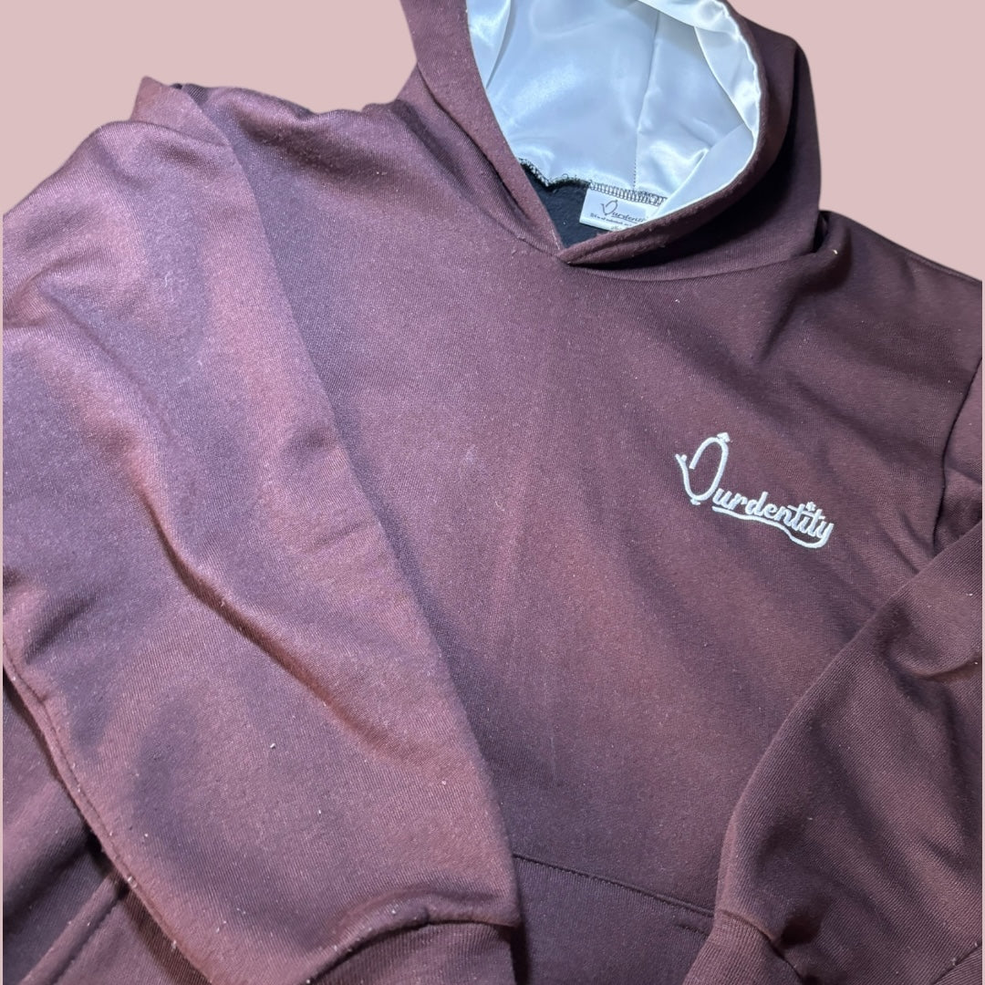 Satin Lined Brown Overhead Hoodie