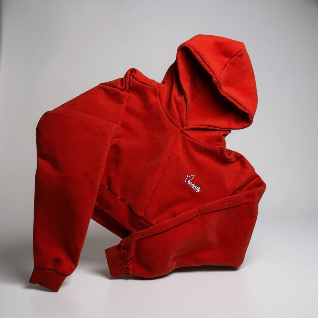 Red Crop Overhead Hoodie