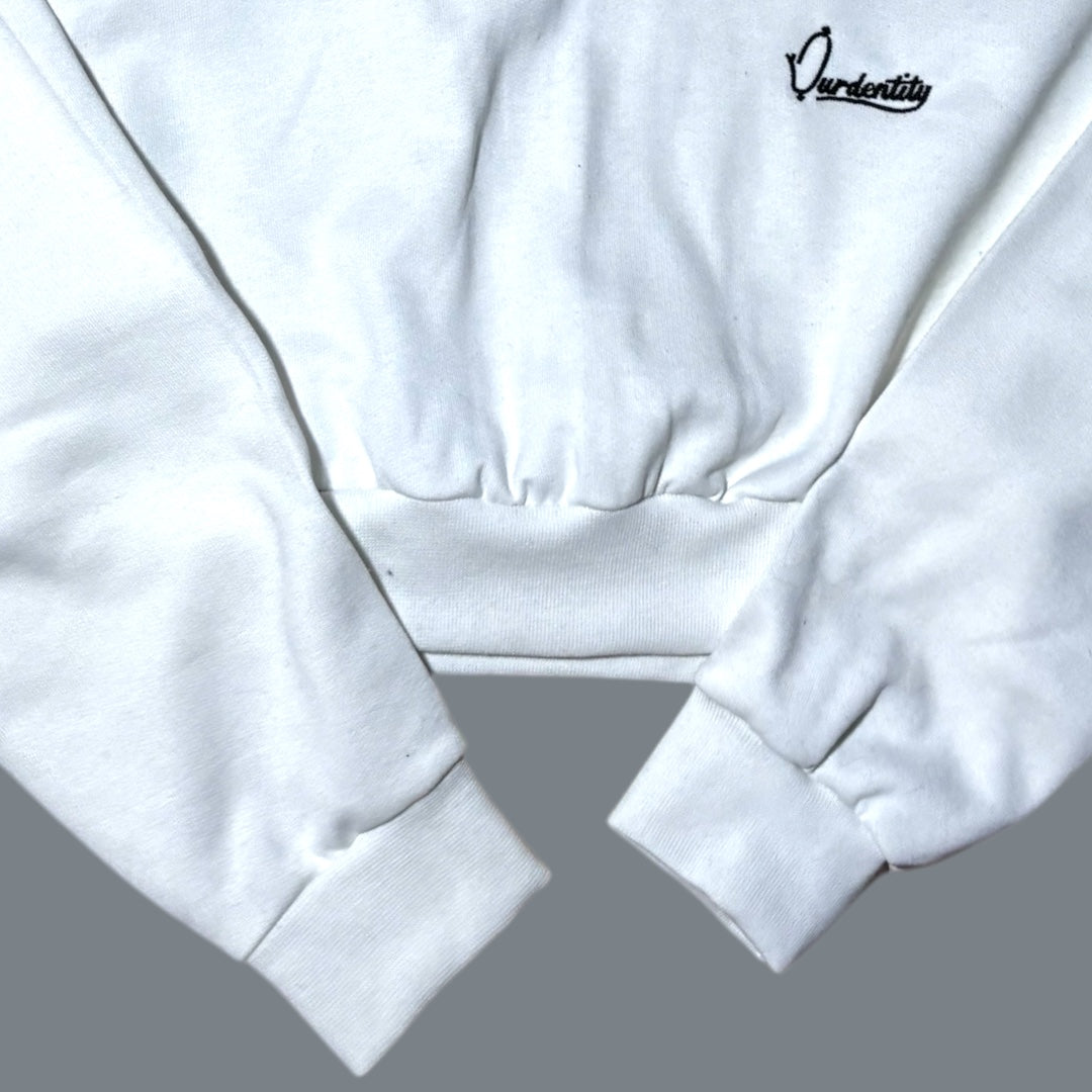 White Crop Overhead Hoodie