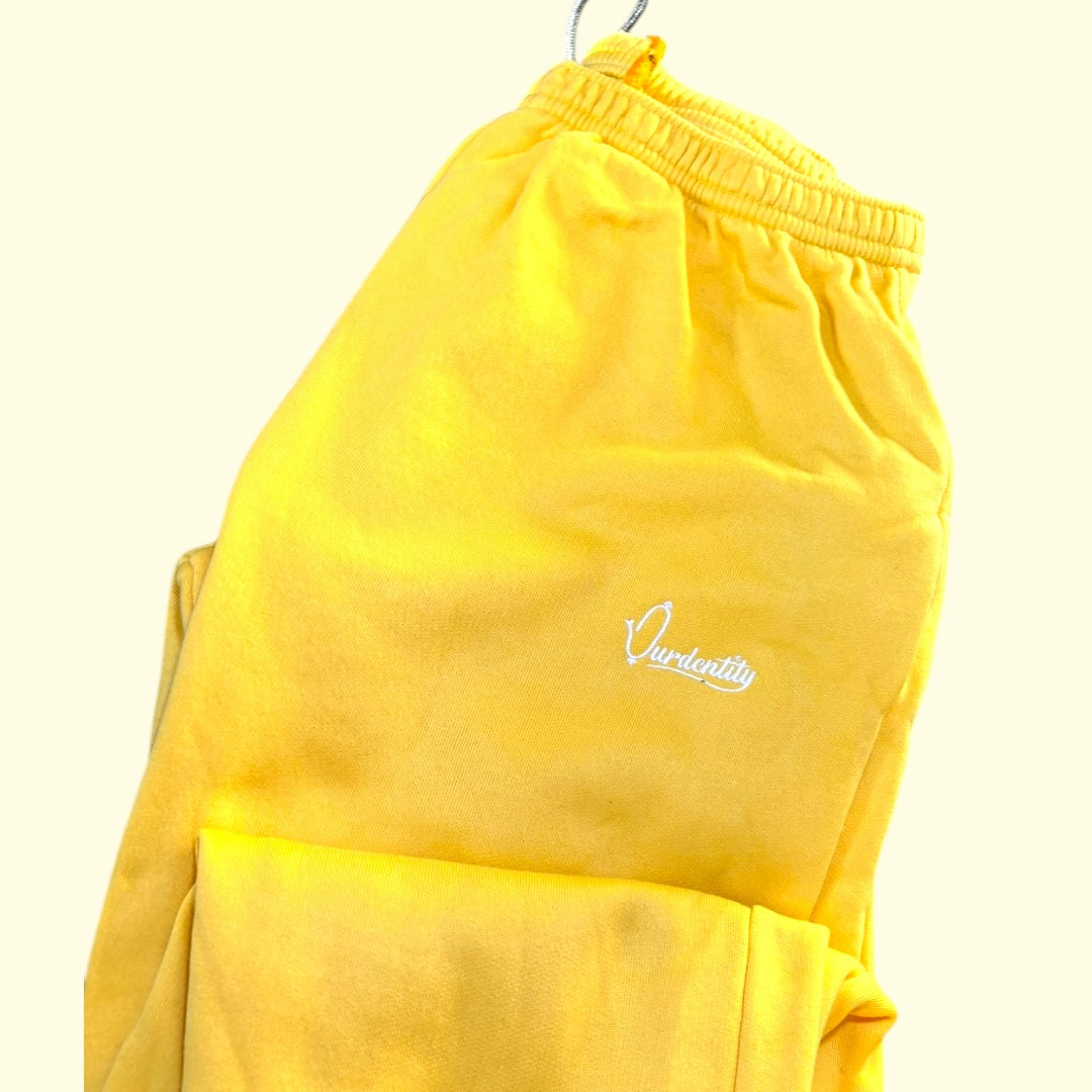 Yellow Overhead Tracksuit with Satin Lined Hood and Open Ankle Bottoms