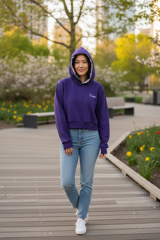 Purple Crop Overhead Hoodie