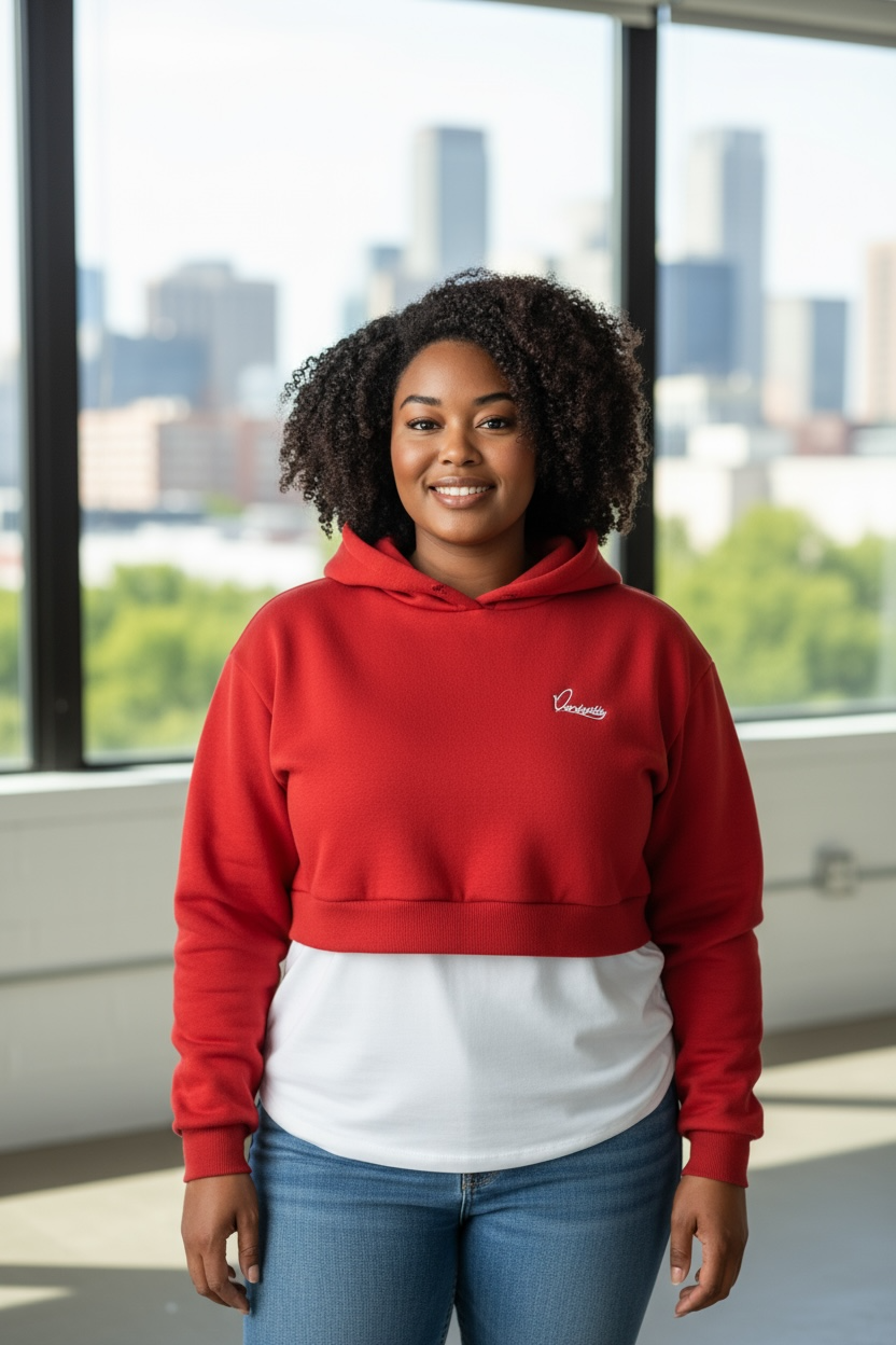 Red Crop Overhead Hoodie