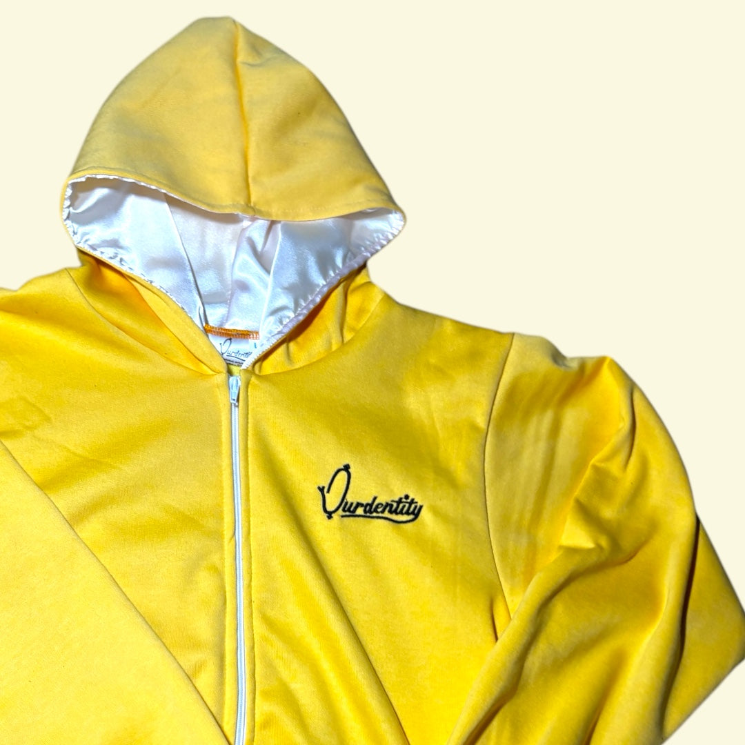 Satin Lined Yellow Zip Hoodie