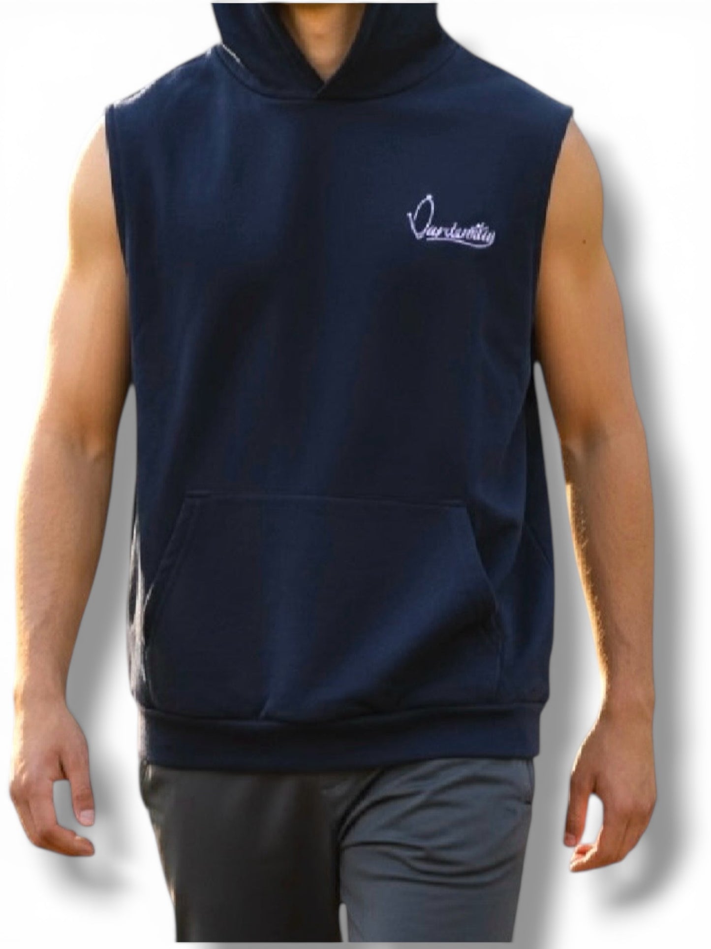 Navy Blue Signature Sleeveless Hoodie