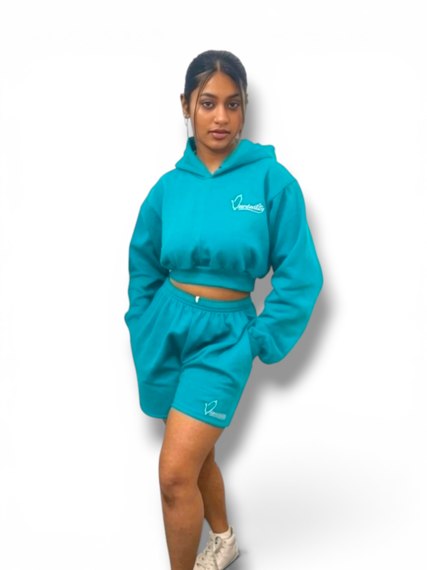 Turquoise Loungewear Set with our Signature Satin Lined Hood