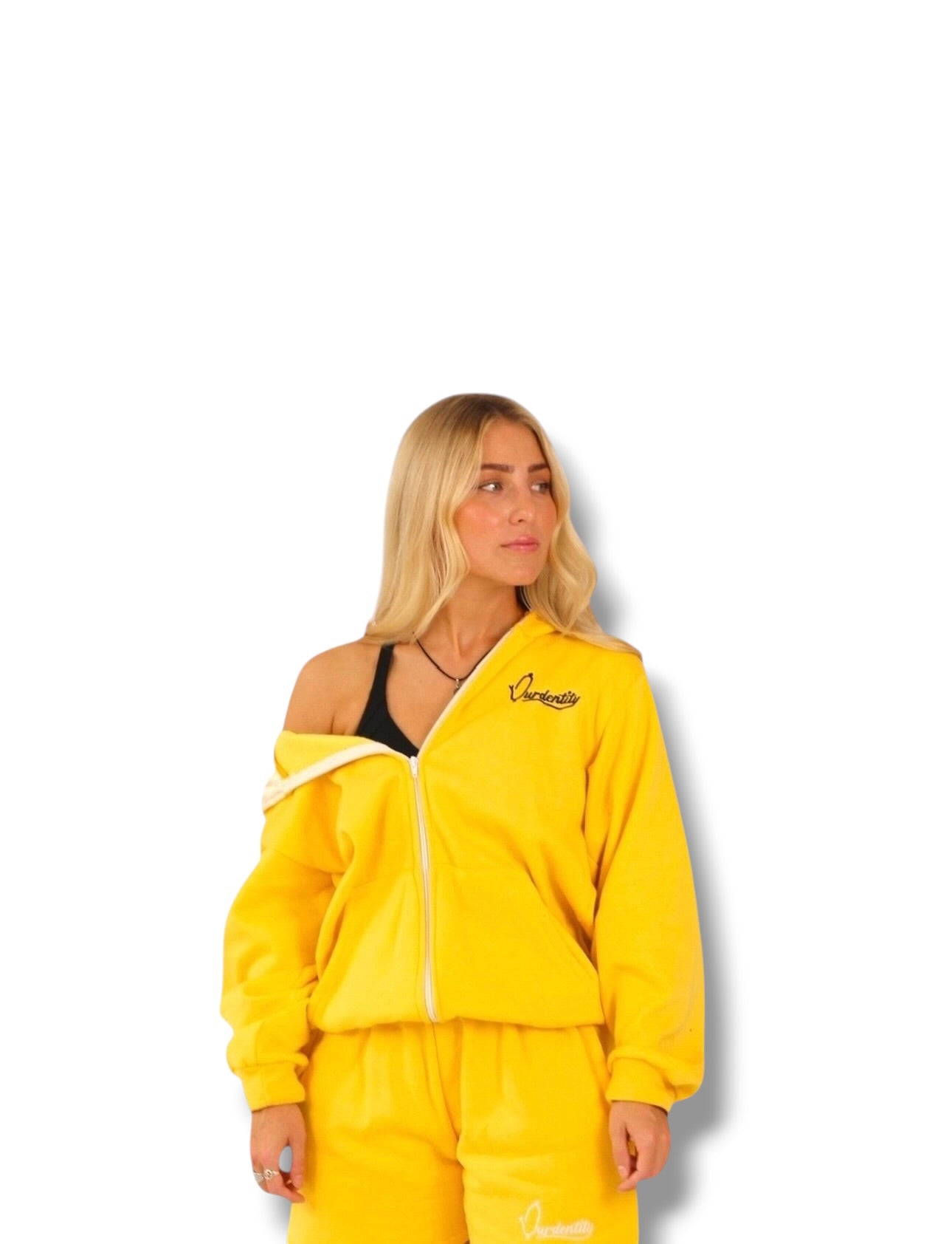 Luxe Yellow Tracksuit with Satin Lined Hood