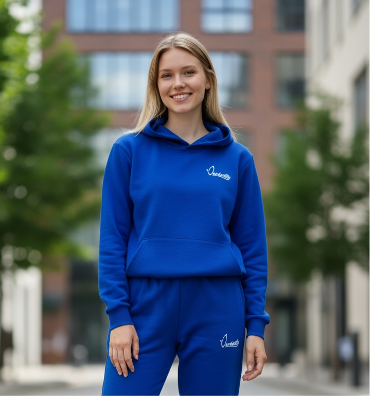 Satin Lined Royal Blue Overhead Hoodie