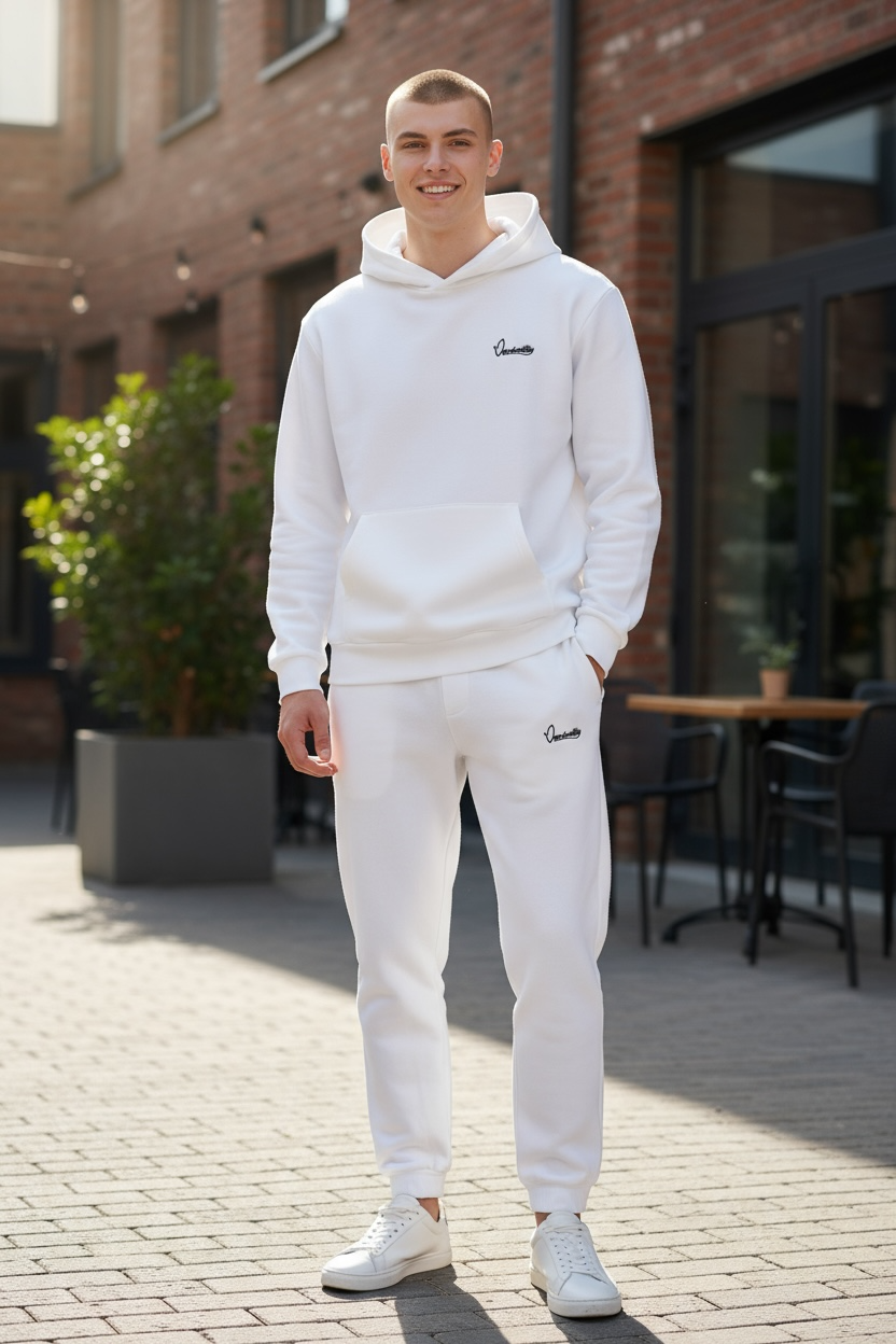 White Overhead Cuff Bottom Tracksuit