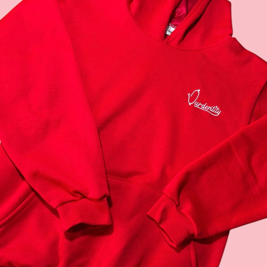 Satin Lined Red Overhead Hoodie