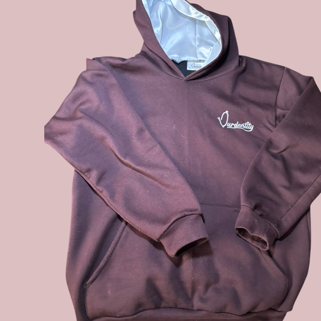 Satin Lined Brown Overhead Hoodie