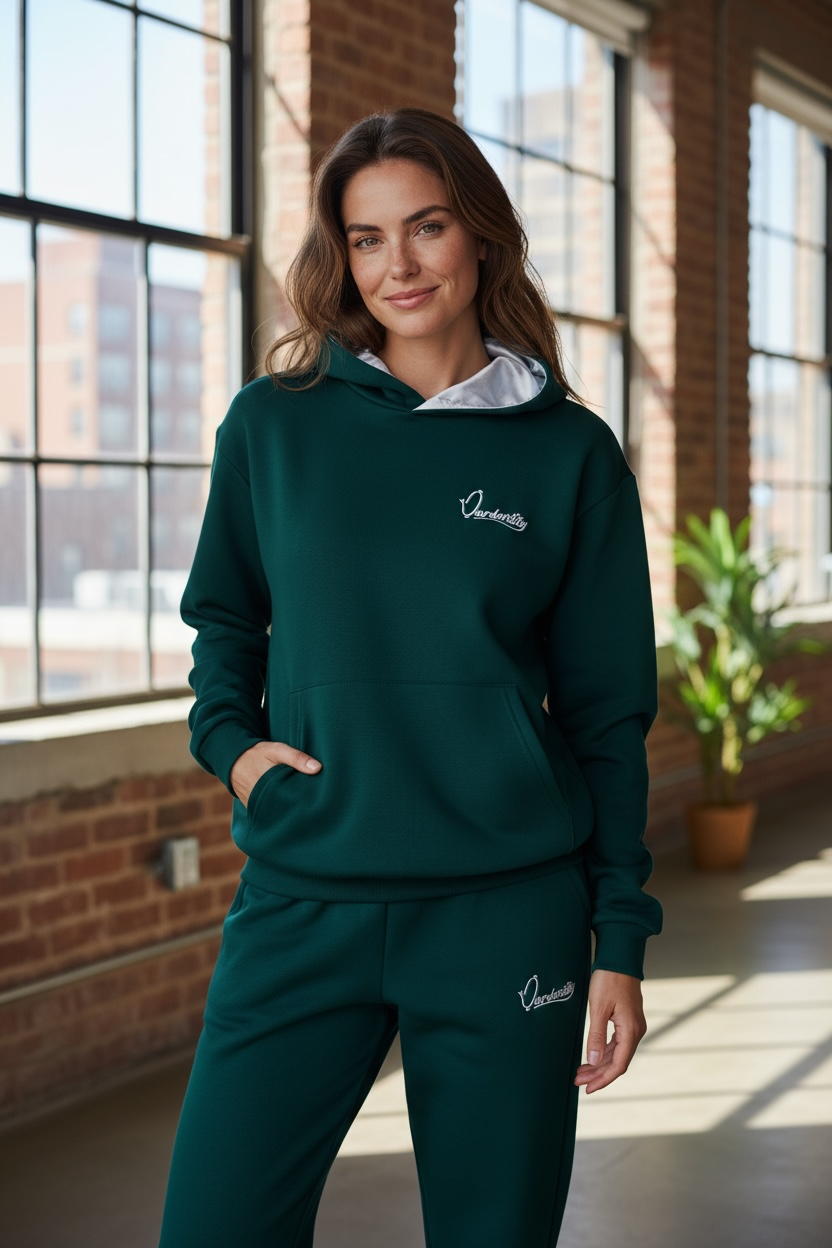 Forest Overhead Tracksuit with Satin Lined Hood and Cuffed Bottoms