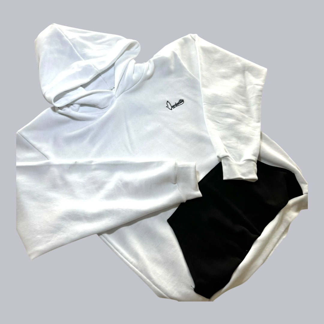 White and Black Overhead Cuff Bottom Tracksuit