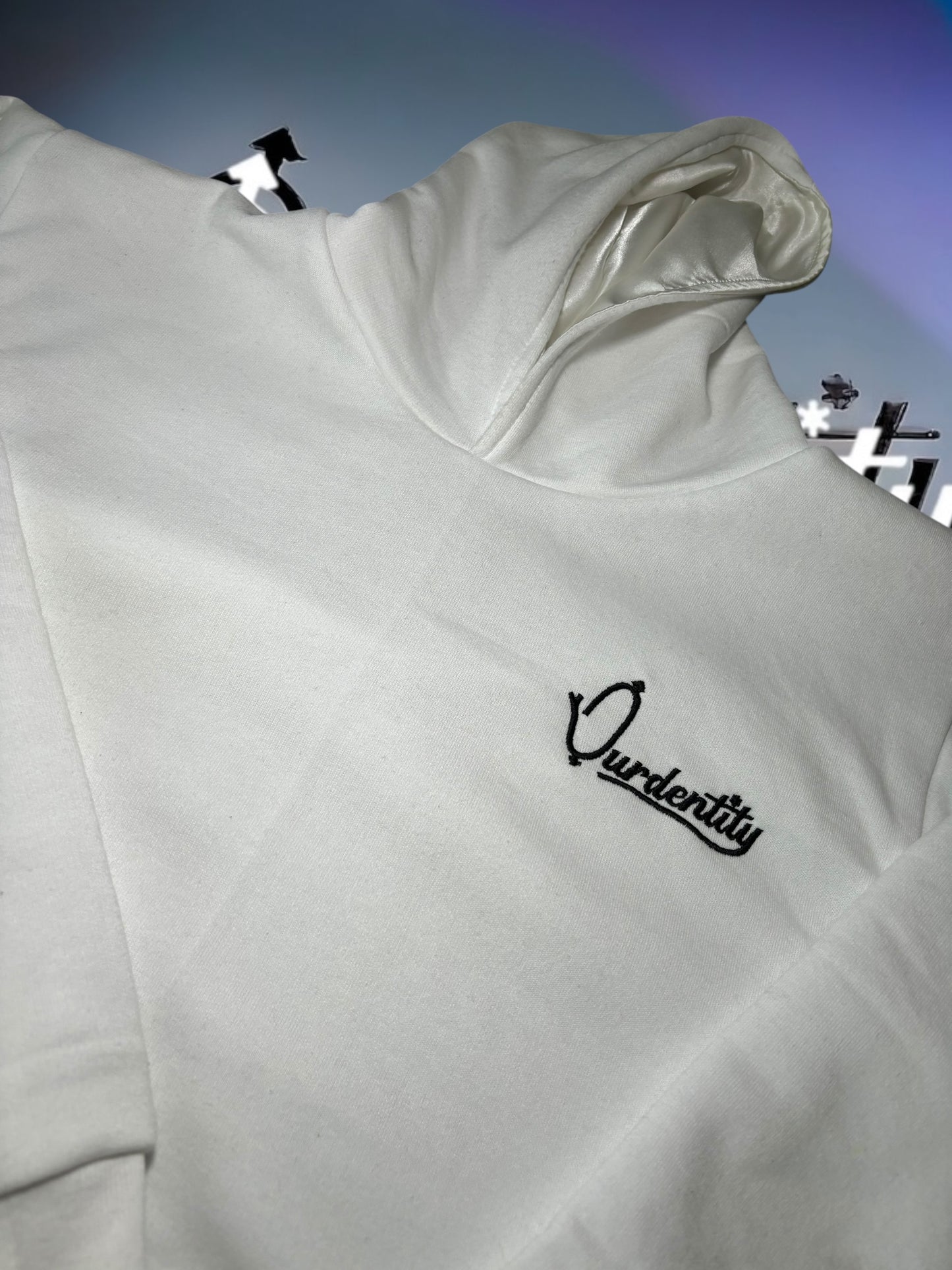 Satin Lined White Overhead Hoodie