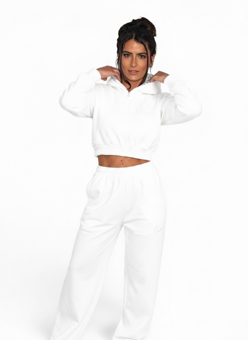 White Baggy Style Joggers