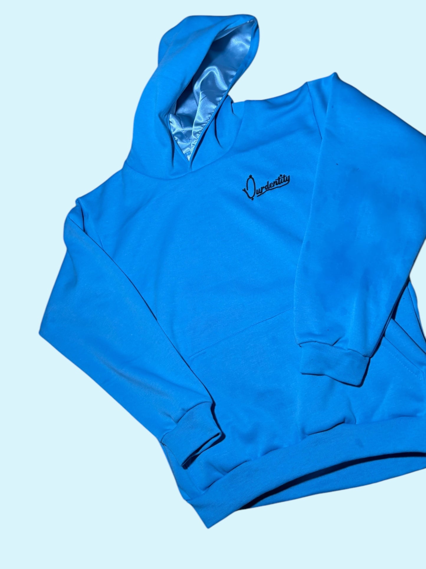 Satin Lined Sky Blue Overhead Hoodie