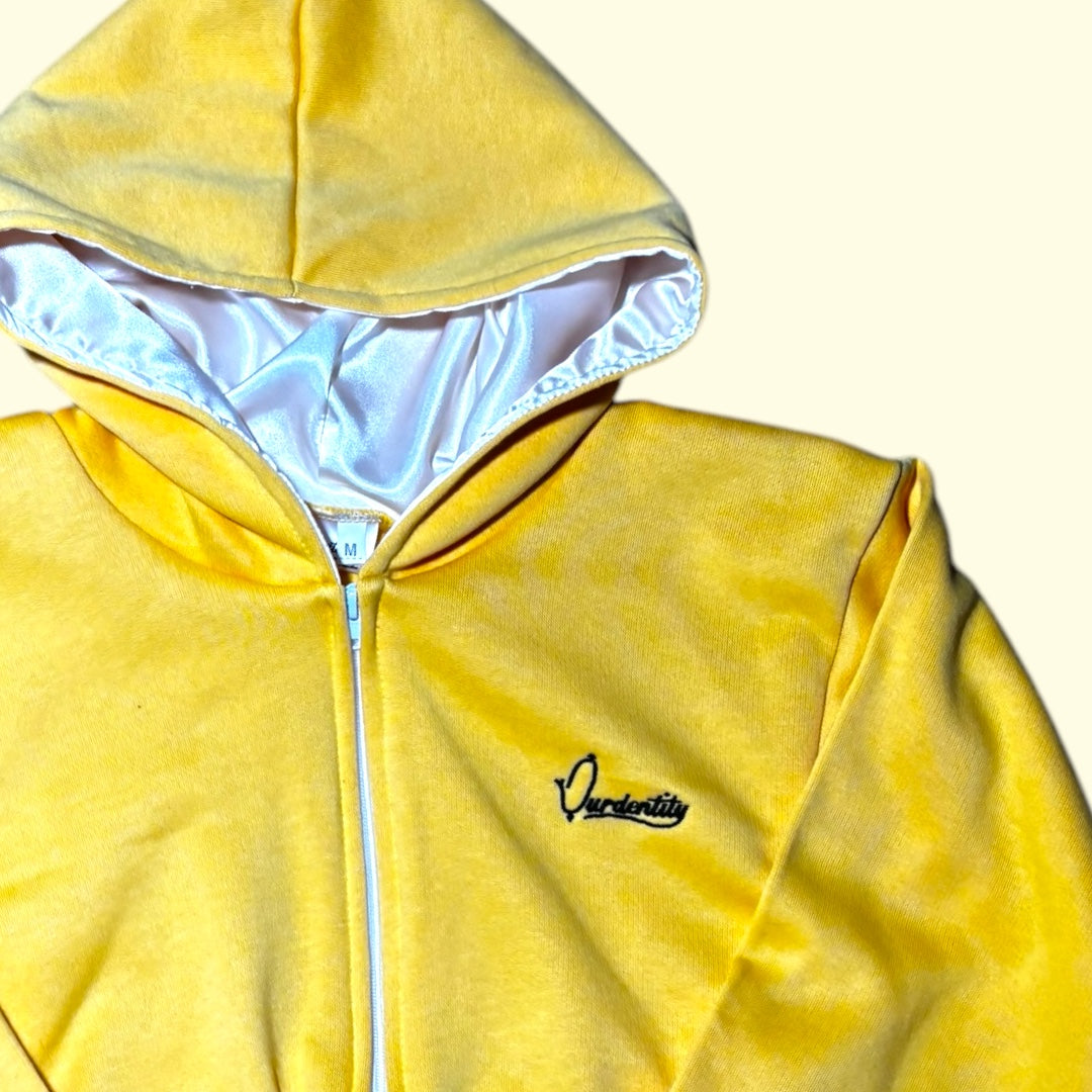Yellow Crop Zip Hoodie