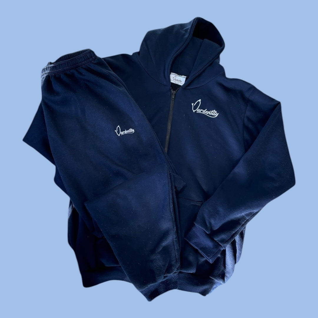 Navy Blue Full Zip Cuff Bottom Tracksuit