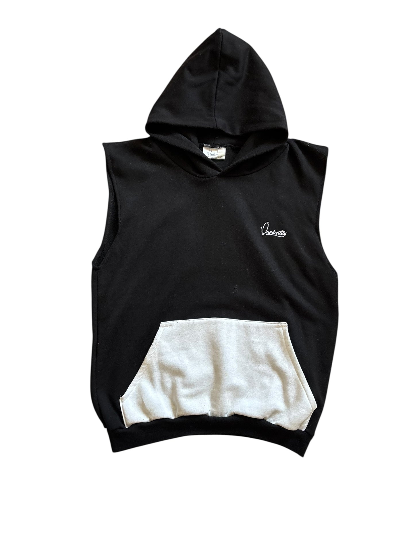 Black and White Sleeveless Hoodie