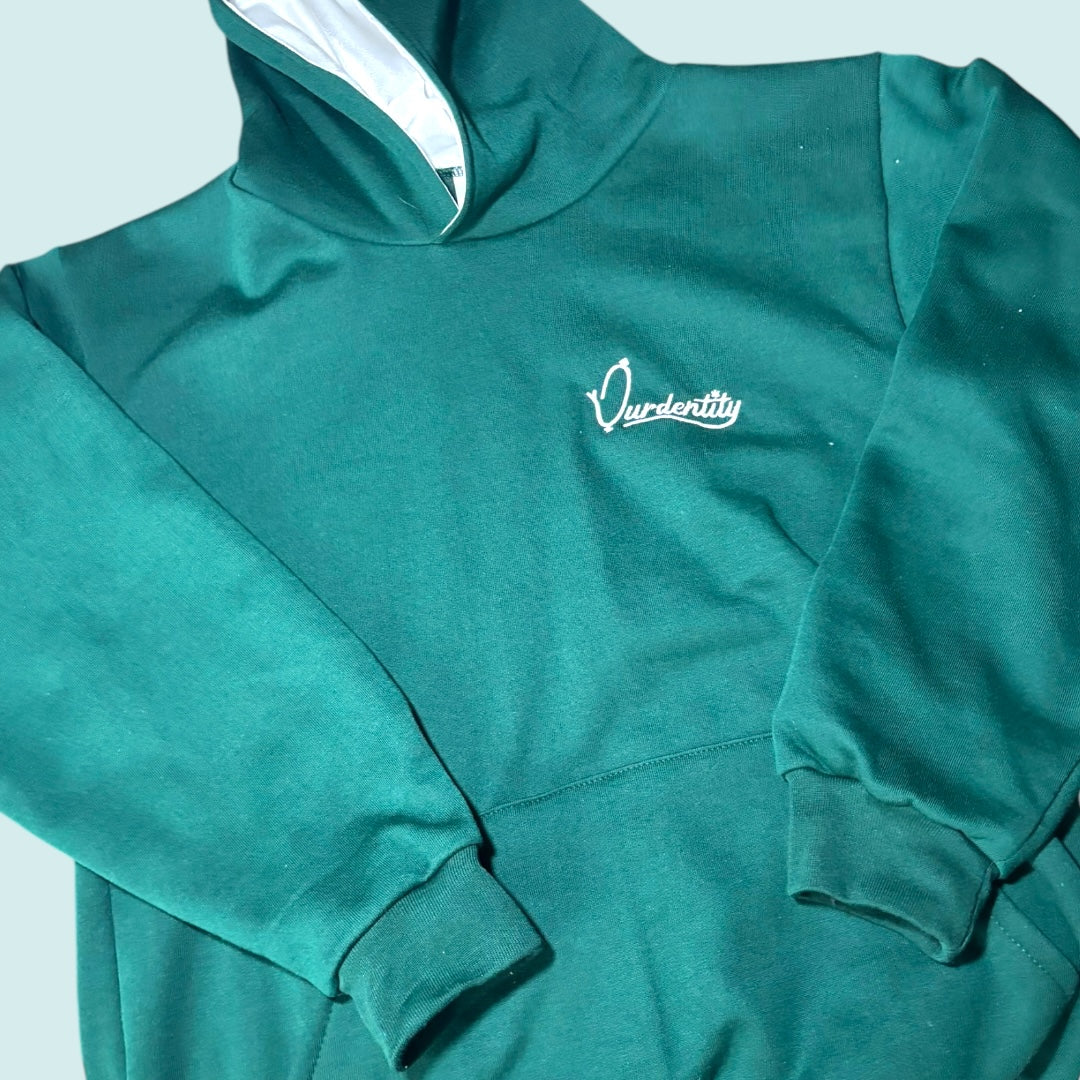Satin Lined Forest Green Overhead Hoodie