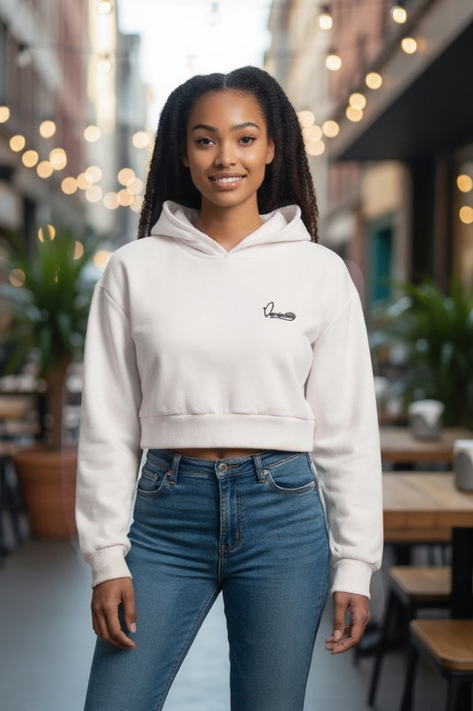 White Crop Overhead Hoodie