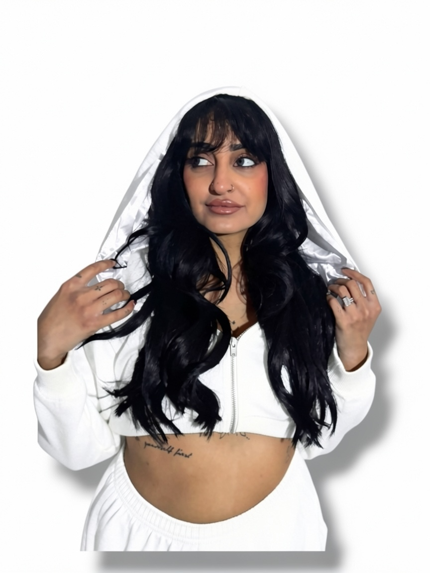 White Luxe Crop Hoodie