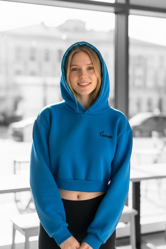 Sky Blue Crop Overhead Hoodie