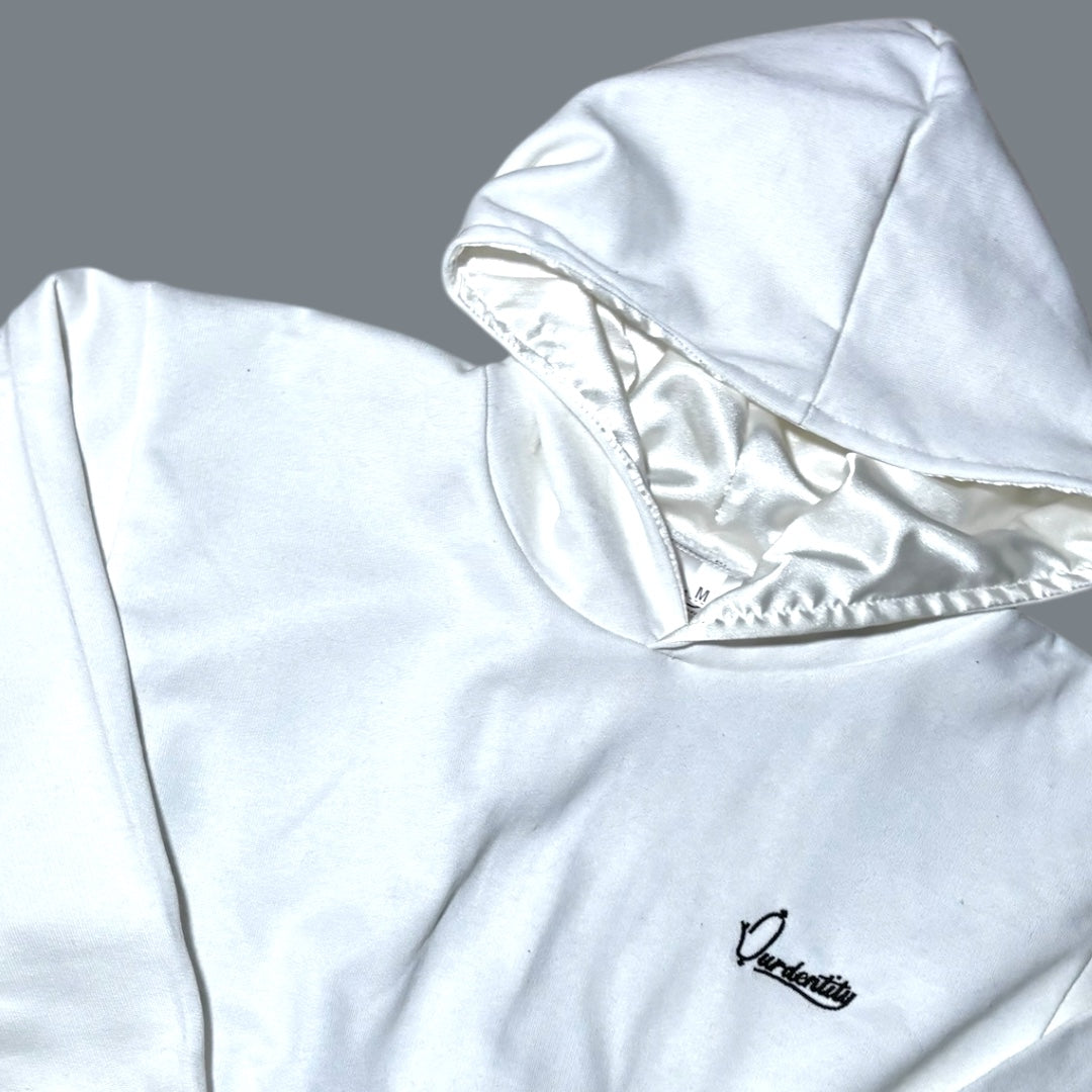 White Crop Overhead Hoodie