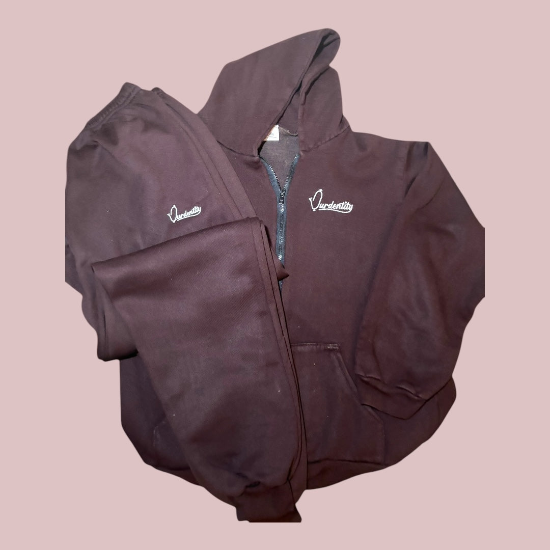 Brown Zip Cuffed Bottom Tracksuit