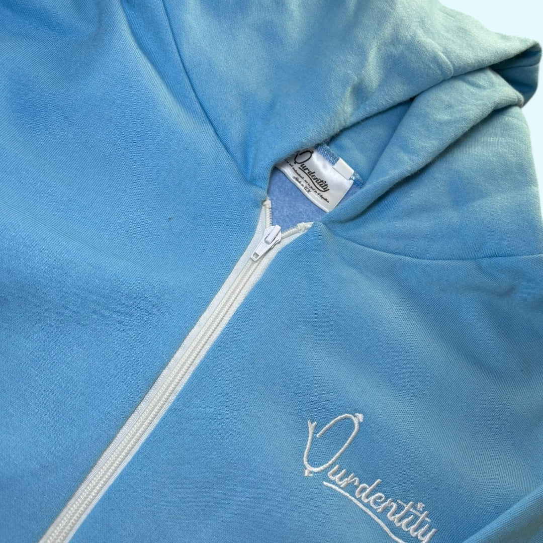 Sky Blue Zip Tracksuit with Open Ankle Bottoms