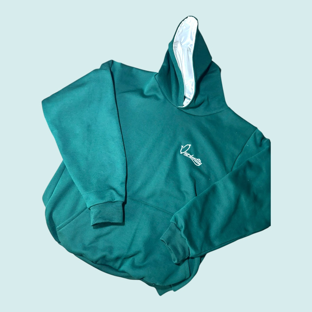 Satin Lined Forest Green Overhead Hoodie