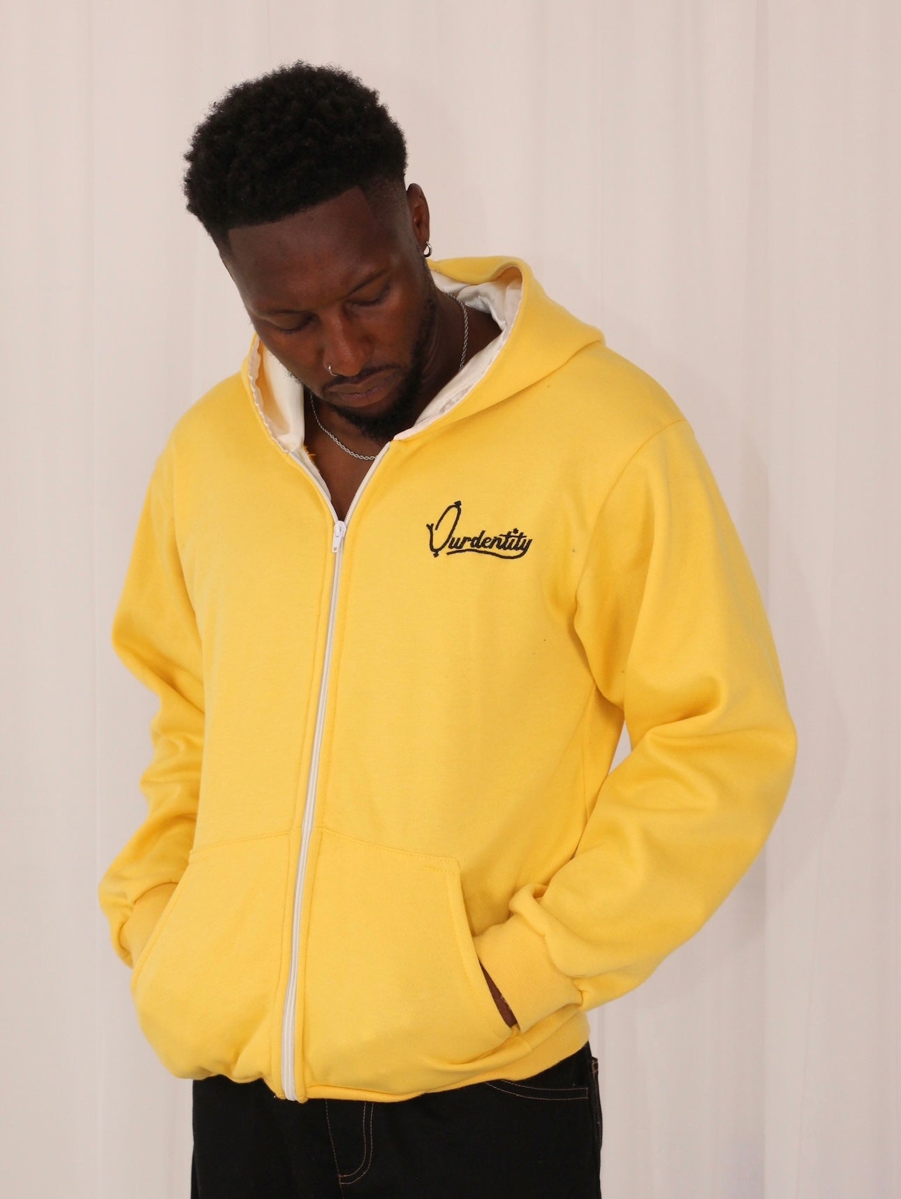 Satin Lined Yellow Zip Hoodie