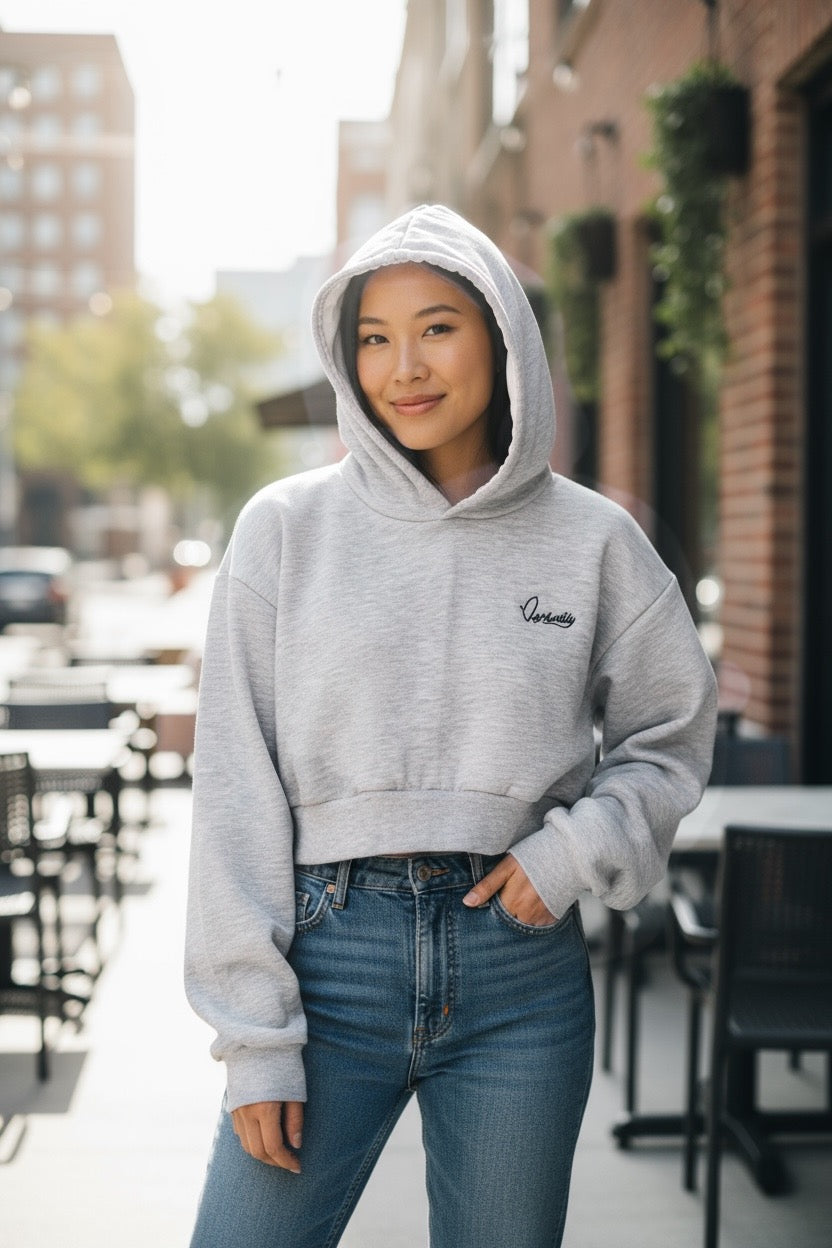 Silver Grey Crop Overhead Hoodie