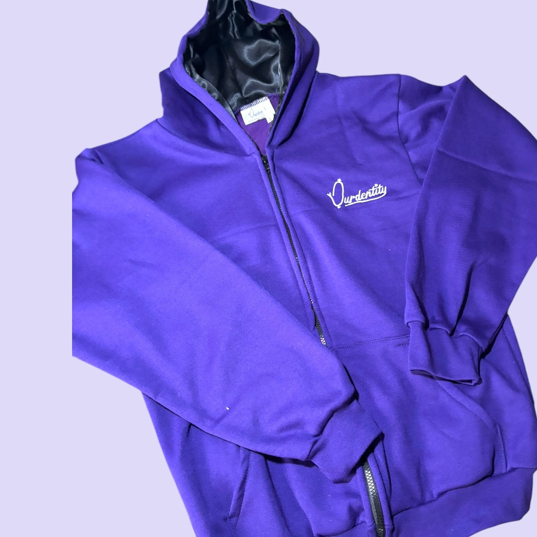 Satin Lined Purple Zip Hoodie