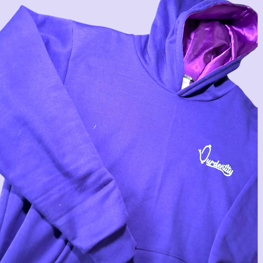Satin Lined Purple Overhead Hoodie