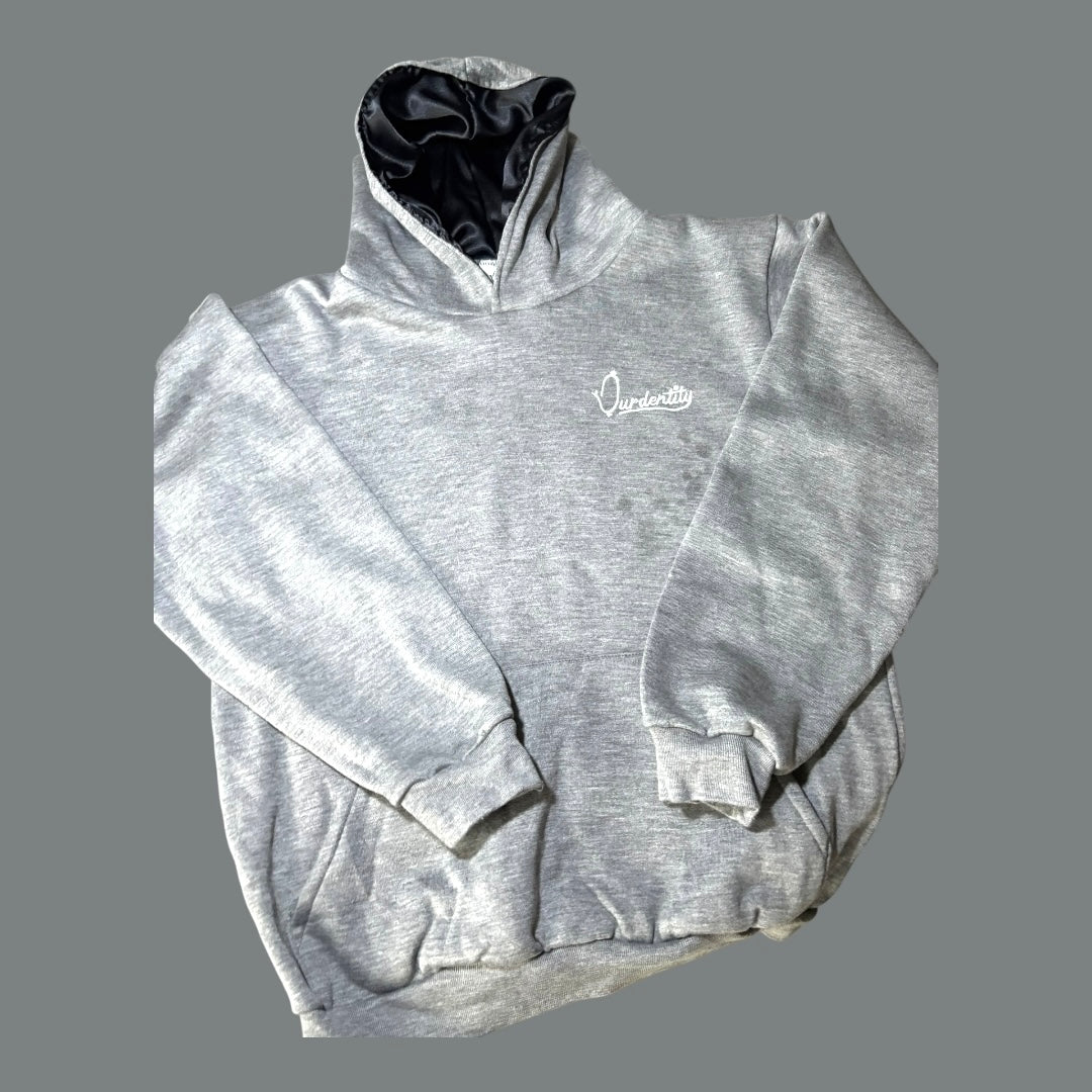 Smoke Grey Overhead Tracksuit with Satin Lined hood and Open Ankle Bottoms