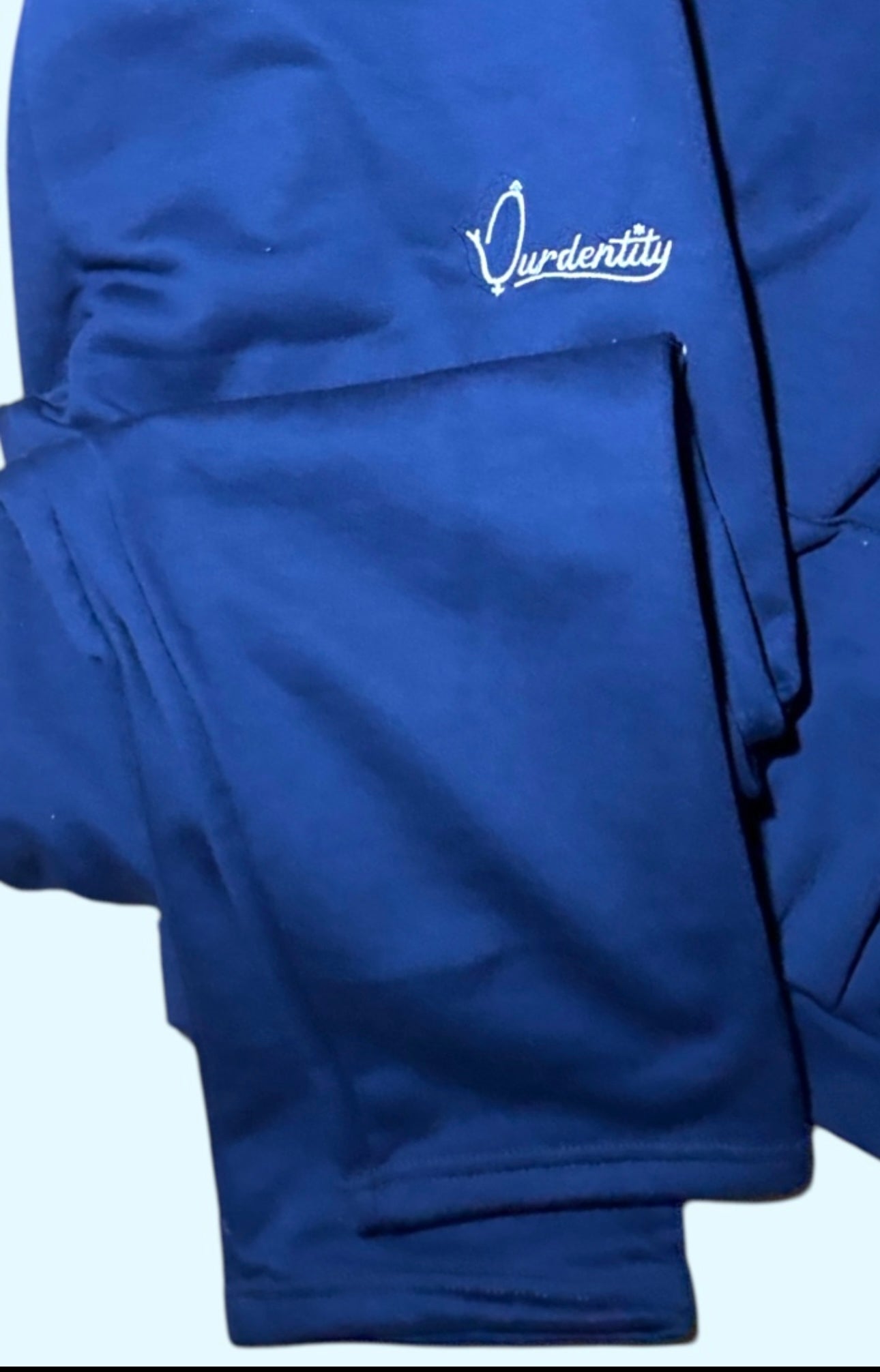 Navy Blue Zip Tracksuit with Satin Lined Hood and Open Ankle Bottoms