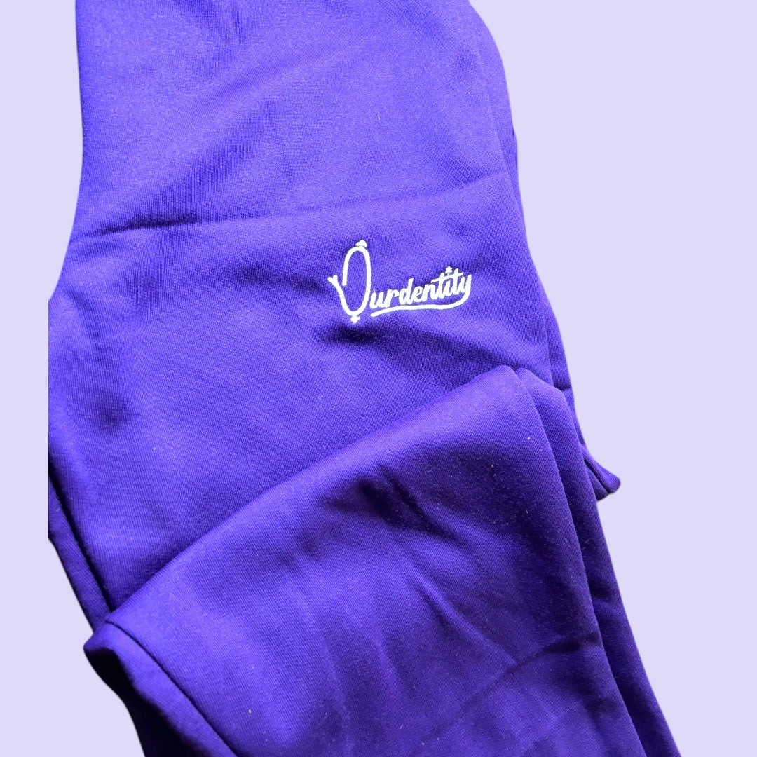 Purple Zip Tracksuit with Satin Lined Hood and Open Ankle Bottoms