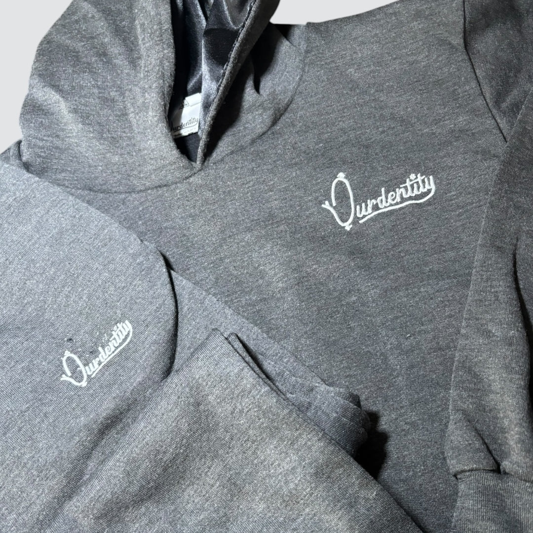 Raven Grey Overhead Tracksuit with Satin Lined Hood and Open Ankle Bottoms