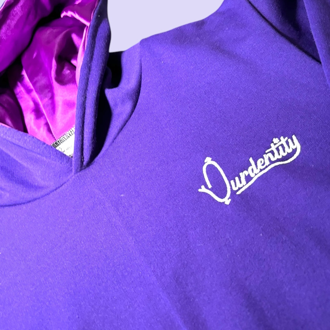 Purple Overhead Tracksuit with Satin Lined Hood and Cuffed Bottoms