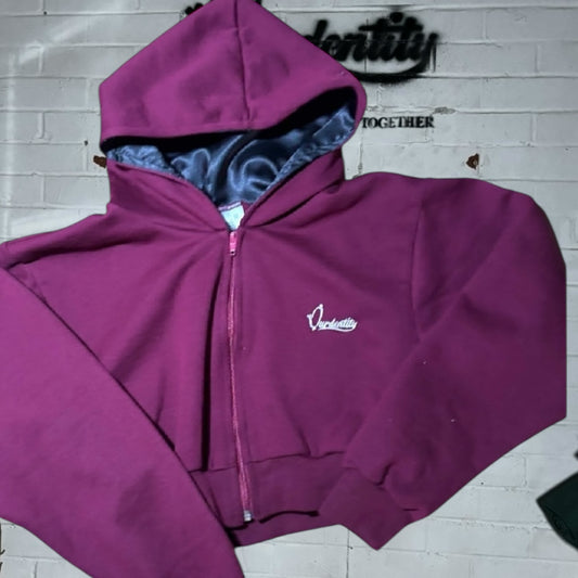 Dark Wine Luxe Crop Hoodie