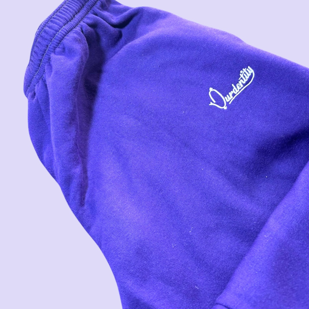 Purple Zip Tracksuit with Satin Lined Hood and Open Ankle Bottoms